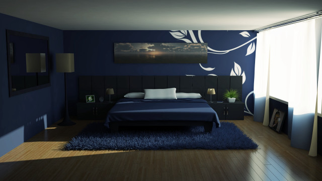 Blue bedroom blue rug blue free wallpaper for desktop - medium preview image