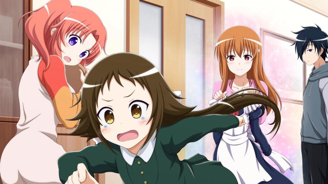 Anime girls hallway hair camera free wallpaper for desktop - medium preview image