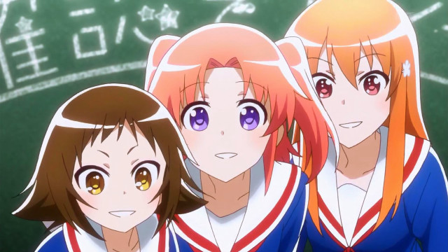 Anime girls chalkboard writing standing free wallpaper for desktop - medium preview image