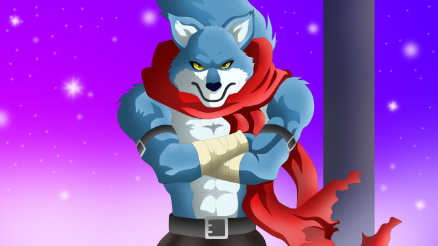 Cartoon wolf scarf neck happy free wallpaper for desktop - medium preview image