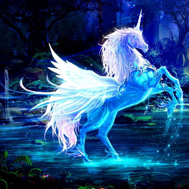 Blue unicorn white hair wings #2 free wallpaper for tablet - medium preview image