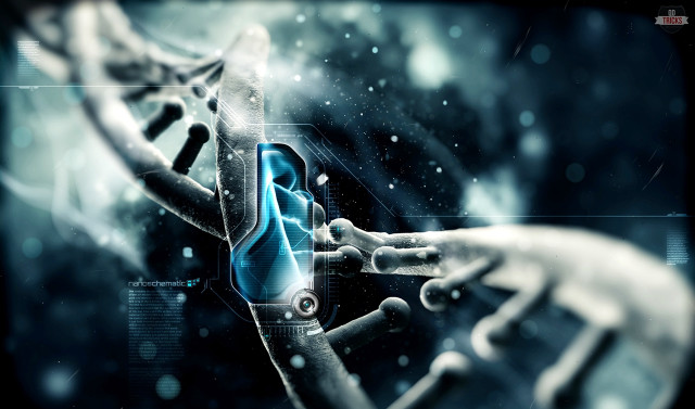 Futuristic hand touching human blue free wallpaper for desktop - medium preview image