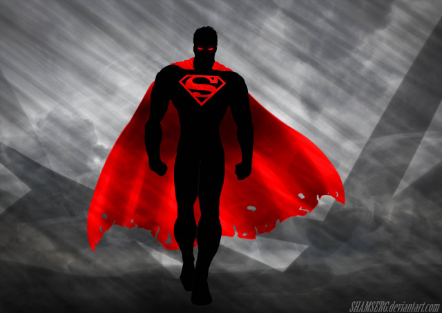 Man red cape dark clouds free wallpaper for desktop - medium preview image