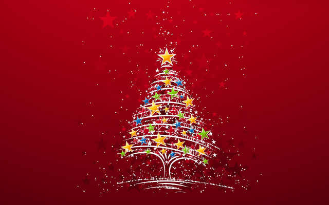 Christmas tree stars red background #8 free wallpaper for desktop - medium preview image