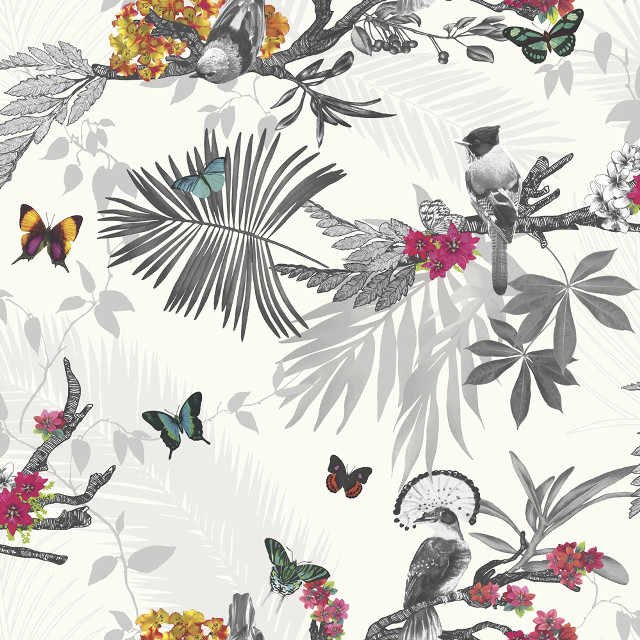 White wallpaper birds flowers butterfly free wallpaper for tablet - medium preview image