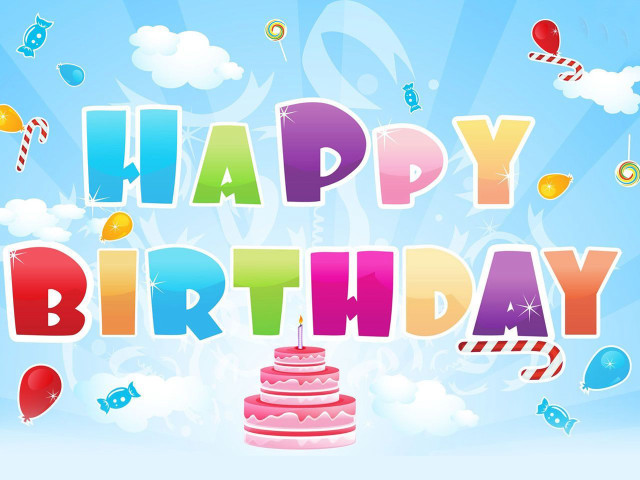 Birthday card cake balloons sky free wallpaper for desktop - medium preview image