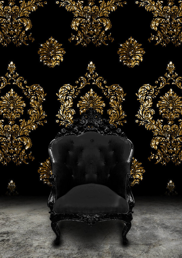 Black chair gold designs wallpapered free wallpaper for mobile - medium preview image