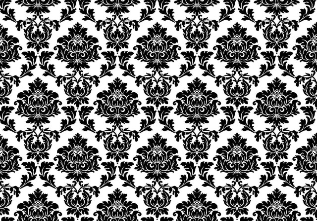 Black white damask flower modern free wallpaper for desktop - medium preview image