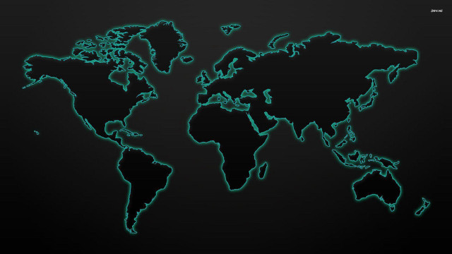 Black green world map outline free wallpaper for desktop - medium preview image