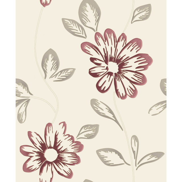 Flower pattern red white beige free wallpaper for tablet - medium preview image