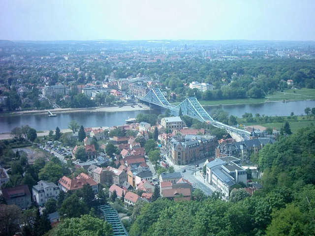 Bridge river city trees panorama free wallpaper for desktop - medium preview image