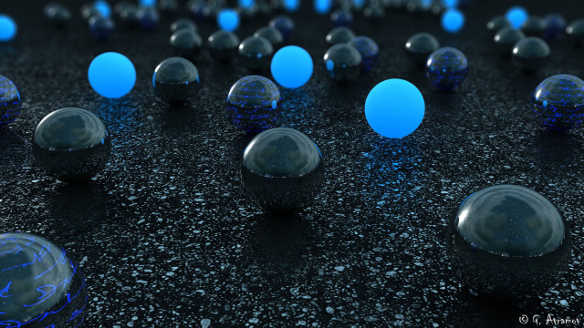 Blue black balls abstract illusionism free wallpaper for desktop - medium preview image