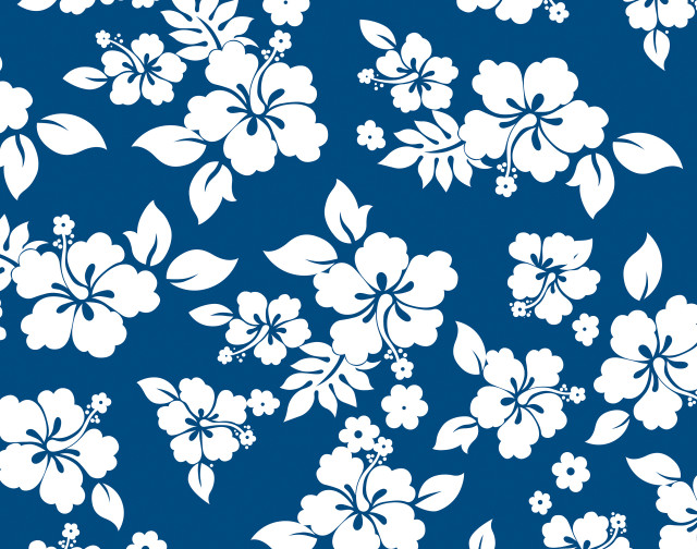 Blue white flower pattern leaves free wallpaper for desktop - medium preview image