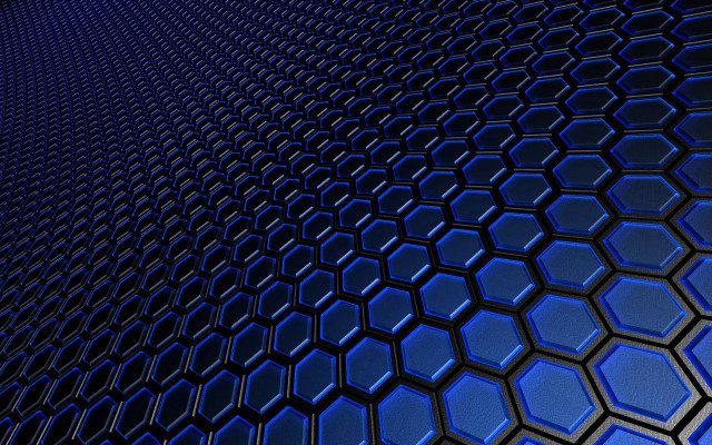 Blue hexagonal background black white free wallpaper for desktop - medium preview image