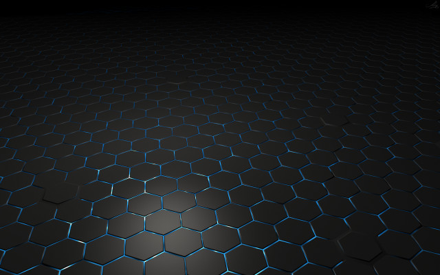 Black background blue hexagonal pattern free wallpaper for desktop - medium preview image