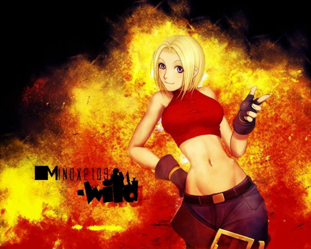 Woman red top black shorts free wallpaper for desktop - medium preview image