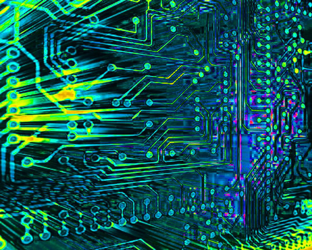 Circuit board colorful glowing technology free wallpaper for desktop - medium preview image