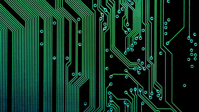 Circuit board green blue dots free wallpaper for desktop - medium preview image
