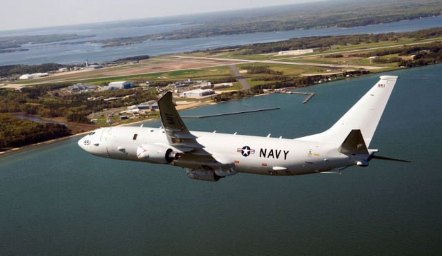 Navy plane flying water town free wallpaper for desktop - medium preview image