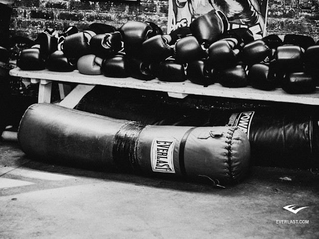 Boxing gloves shelf storeroom brick free wallpaper for desktop - medium preview image