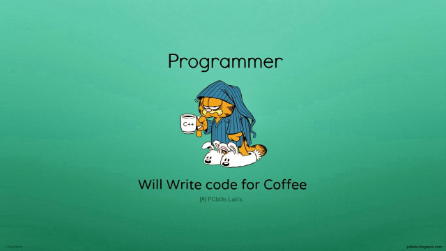 Cat coffee programming repetition funny free wallpaper for desktop - medium preview image