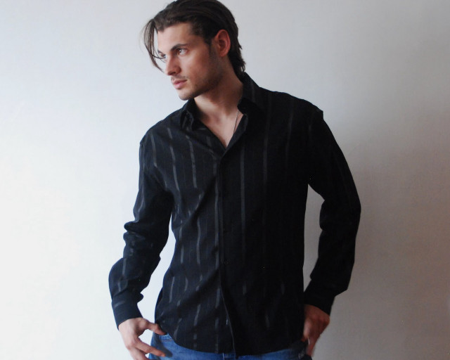 Man black shirt jeans white free wallpaper for desktop - medium preview image