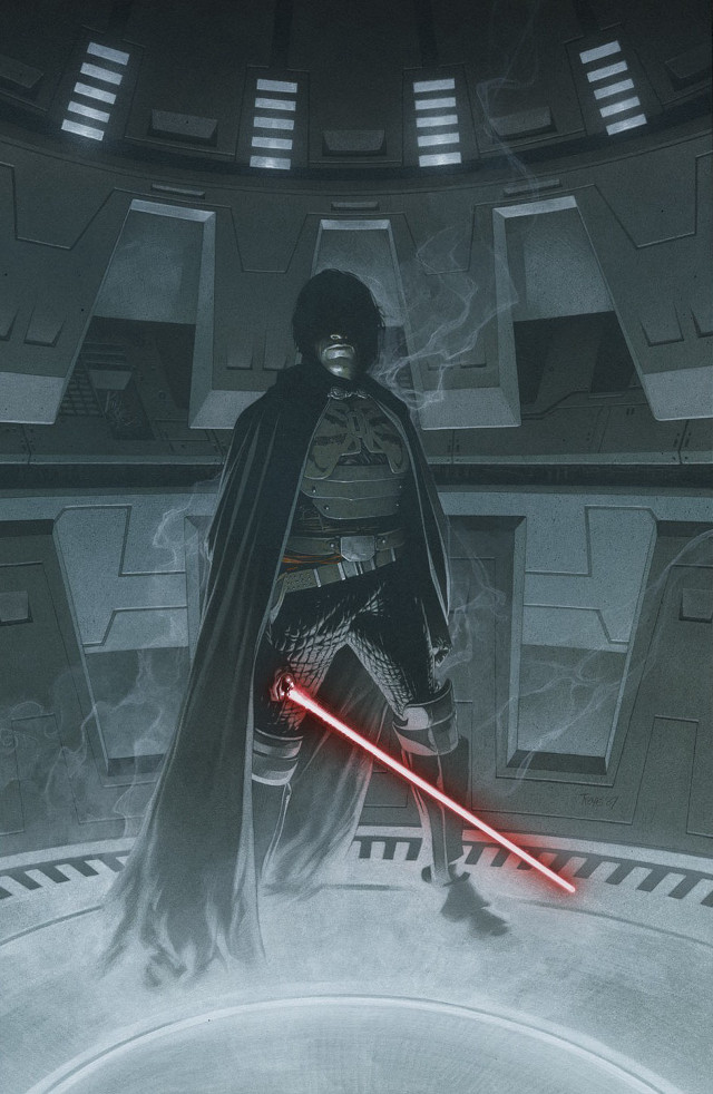Man darth vader costume sitting free wallpaper for mobile - medium preview image