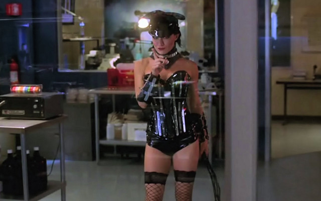 Woman black latex vacuum cleaner free wallpaper for desktop - medium preview image