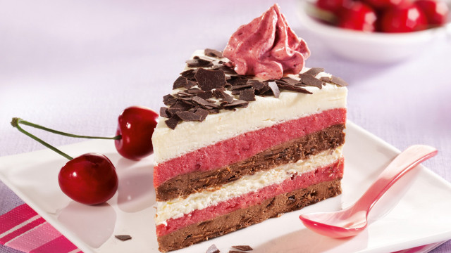 Cake cherry fork plate dessert free wallpaper for desktop - medium preview image