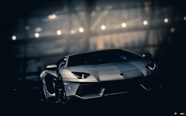 Silver sports car dark room #34 free wallpaper for desktop - medium preview image