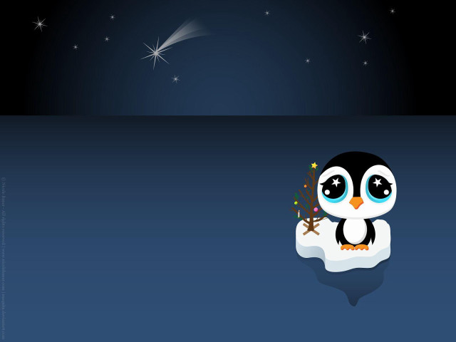 Penguin star snow bank sitting free wallpaper for desktop - medium preview image
