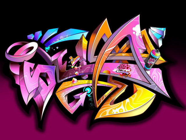 Colorful graffiti purple black funk free wallpaper for desktop - medium preview image