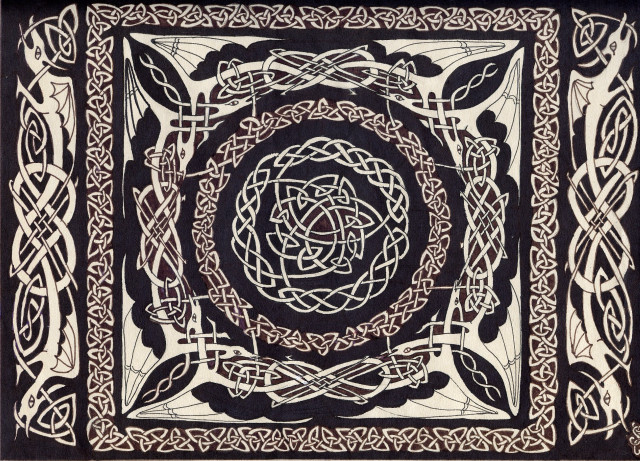 Celtic knot flower center drawing free wallpaper for desktop - medium preview image
