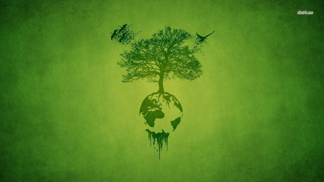 Green tree globe birds environmental free wallpaper for desktop - medium preview image