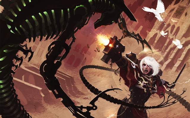 Woman weapon alien bird feathers free wallpaper for desktop - medium preview image