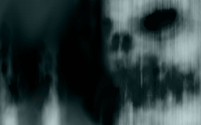 Blurry skull cross red light free wallpaper for desktop - medium preview image