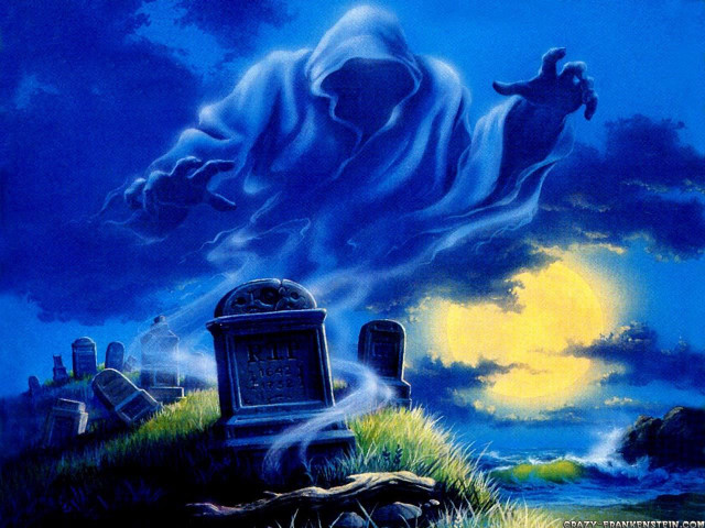 Ghost flying cemetery night full free wallpaper for desktop - medium preview image