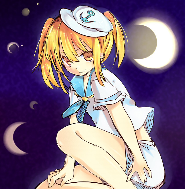 Girl sailor outfit kneeling hat free wallpaper for tablet - medium preview image