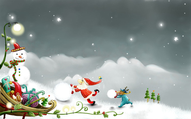 Christmas sleigh snowmen snow snowman free wallpaper for desktop - medium preview image
