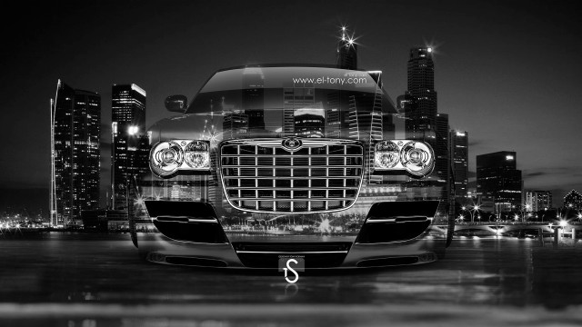 Car parked city skyline night free wallpaper for desktop - medium preview image