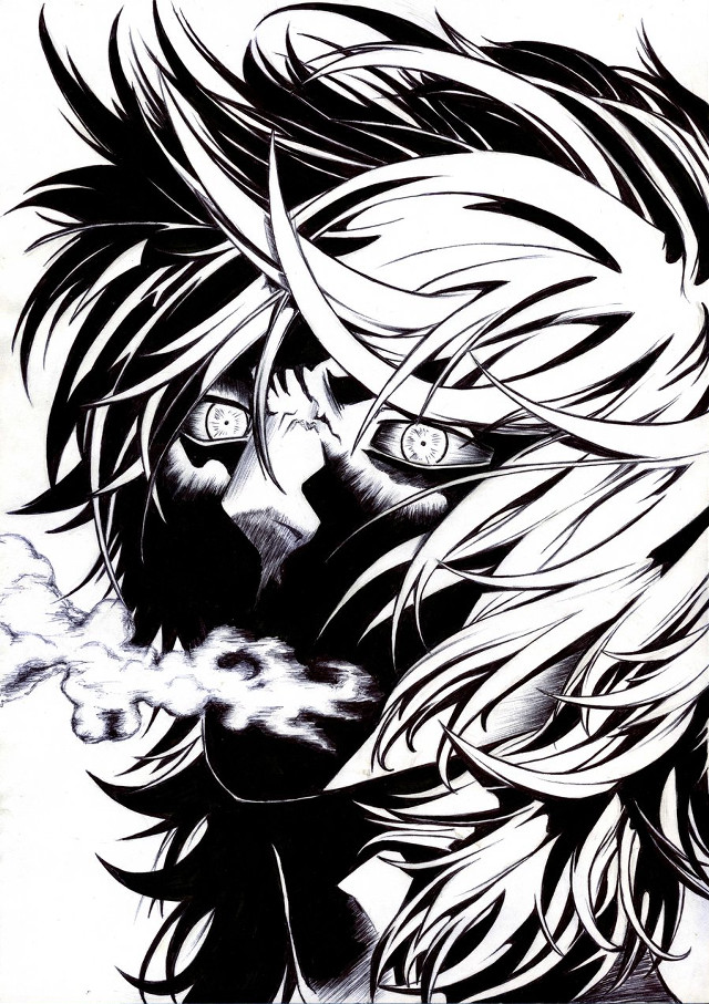 Man long hair eyes drawing free wallpaper for mobile - medium preview image