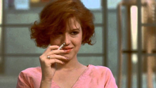 Woman smoking cigarette pink dress free wallpaper for desktop - medium preview image