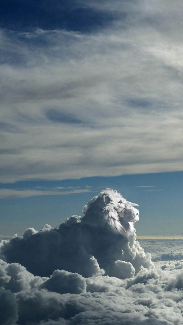 Clouds above white fluffy blue free wallpaper for mobile - medium preview image