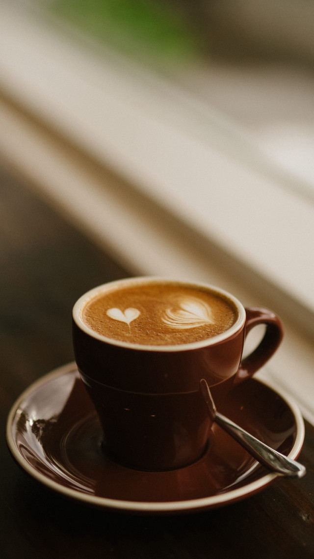 Coffee heart saucer table window free wallpaper for mobile - medium preview image