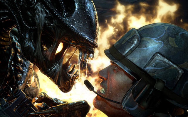 Man helmet kissing alien head free wallpaper for desktop - medium preview image