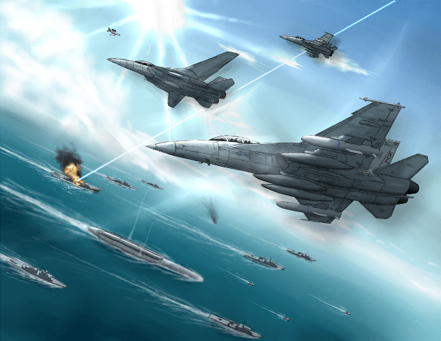 Fighter jets ships ocean sky free wallpaper for desktop - medium preview image