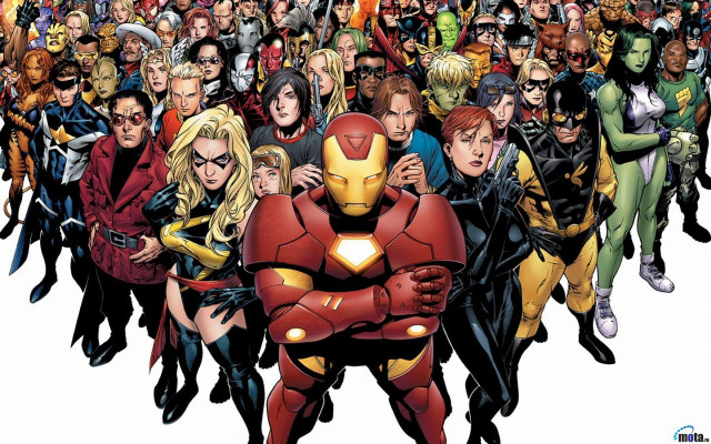 Avengers group crowd arms around #2 free wallpaper for desktop - medium preview image
