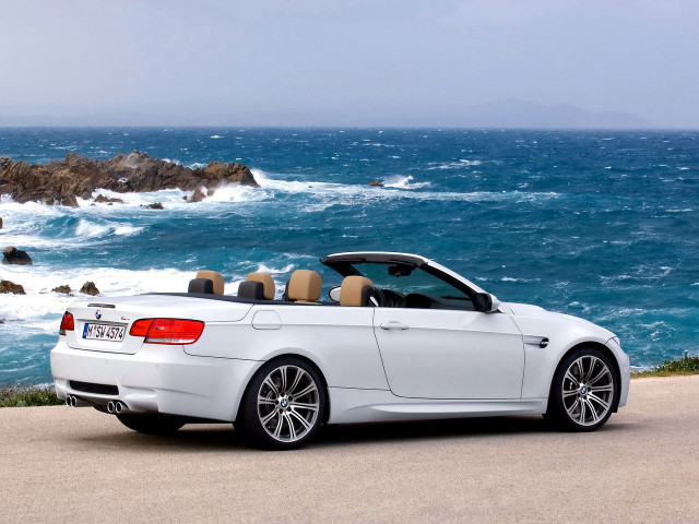 White convertible car ocean view free wallpaper for desktop - medium preview image