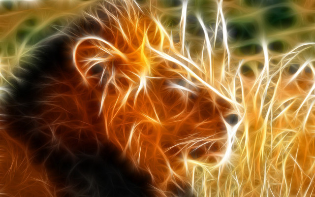 Lion digital painting blurry background free wallpaper for desktop - medium preview image