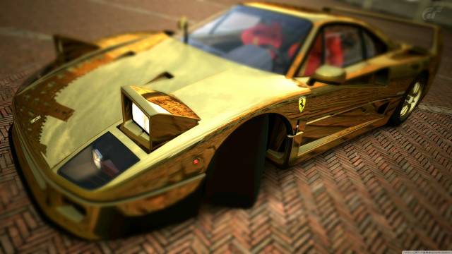 Gold car brick floor red free wallpaper for desktop - medium preview image